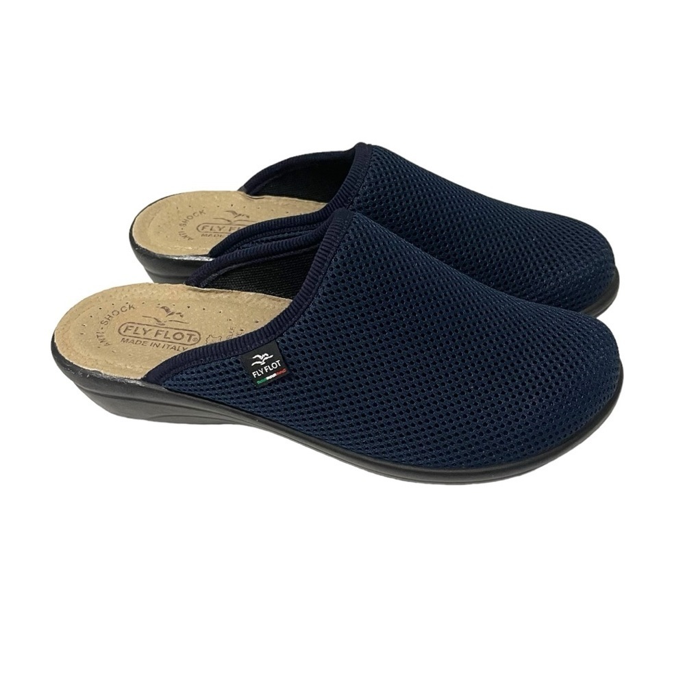 Fly Flot Navy Blue Mesh Slip On Clogs Size 40 Comfort Travel‎ Neutral Casual